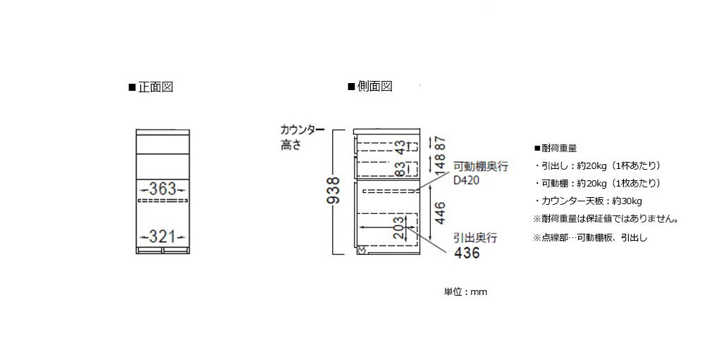 AL-400KPL下台内寸図