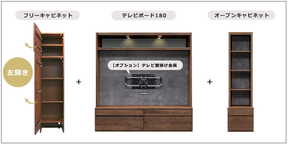フリーキャビネット（左開き）のレイアウト