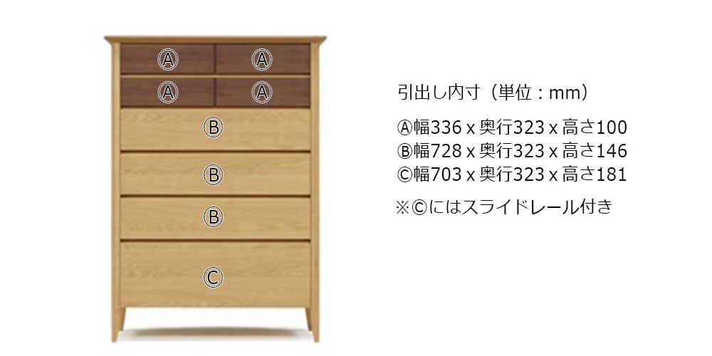 ハイチェスト「モカ」幅89.4cm オーク材コンビネーションタイプ