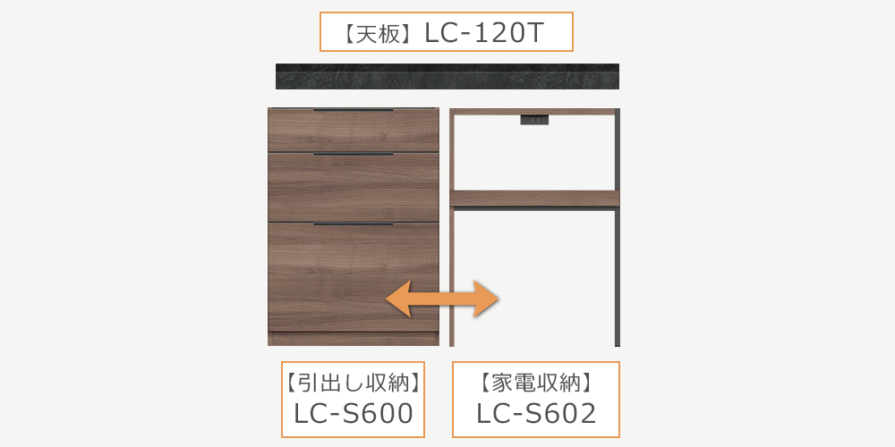 設置スペースに合わせて組立て位置が選べる