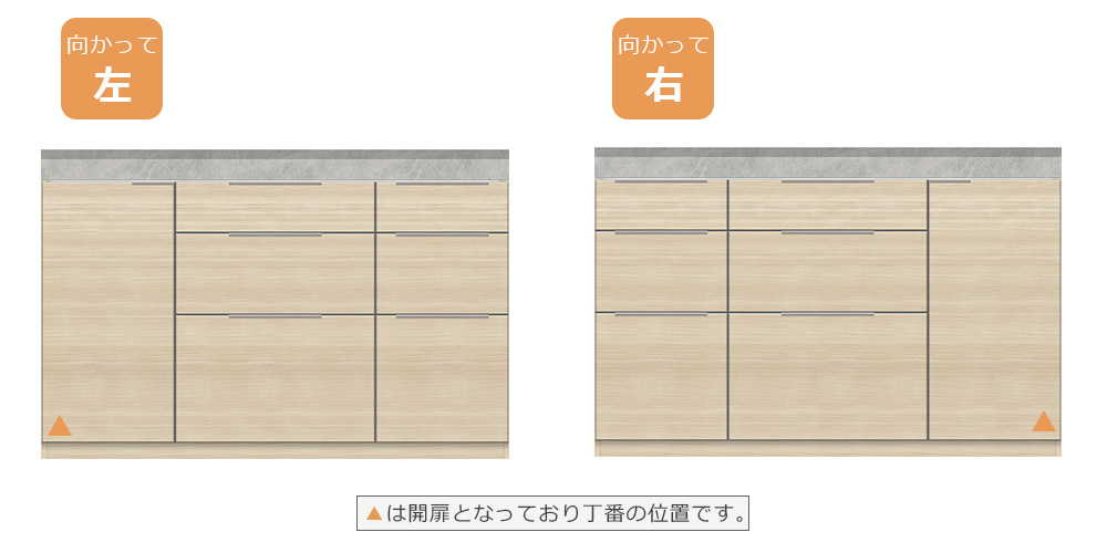 扉収納の位置が選べる