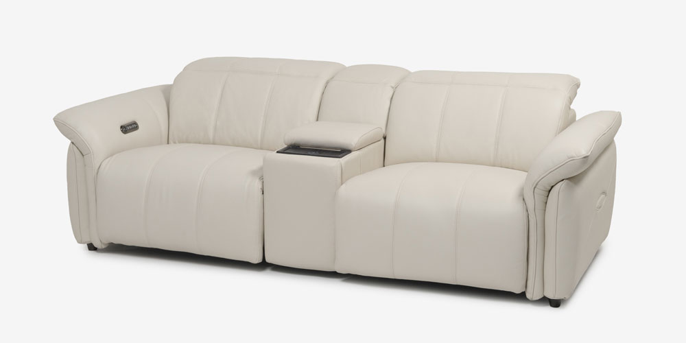 【メイン画像】電動リクライニングソファ3点セット「L/S Motion 74（エルエスモーション74）」ユニットテーブル付き 幅234cm 革#H/S-521E フロスト色