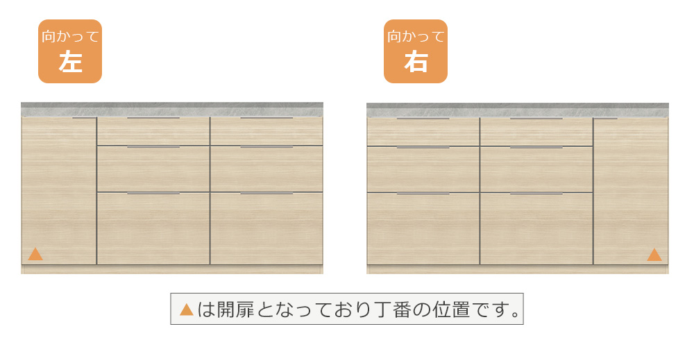 扉収納の位置が選べる