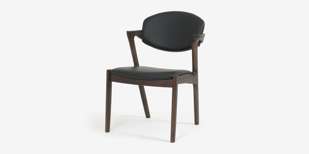 浜本工芸　ダイニングチェア（肘付き）「No.8200 DA-8208」オーク材カフェ色 皮革No.1120