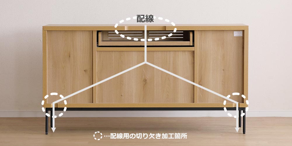 サイドボード「ノース」の配線加工イメージ