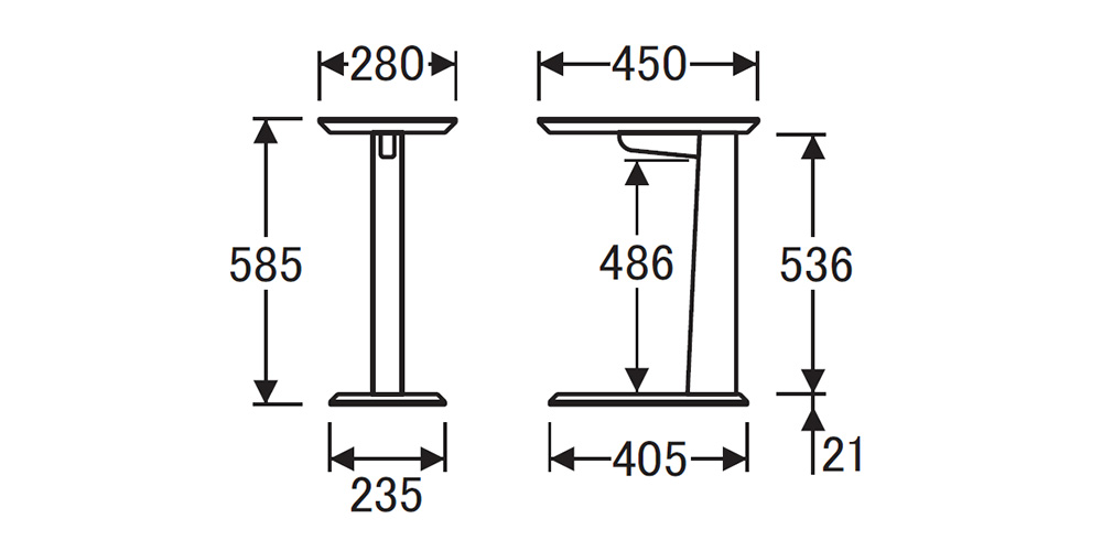 サイドテーブル「No.5850・5854・5858」のサイズ詳細