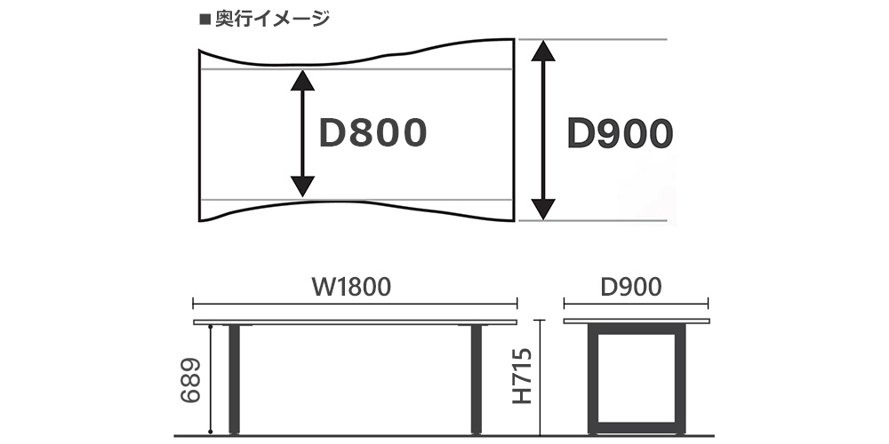 ダイニングテーブル「WWLEDT1890SL-WNHS-WG」のサイズ詳細