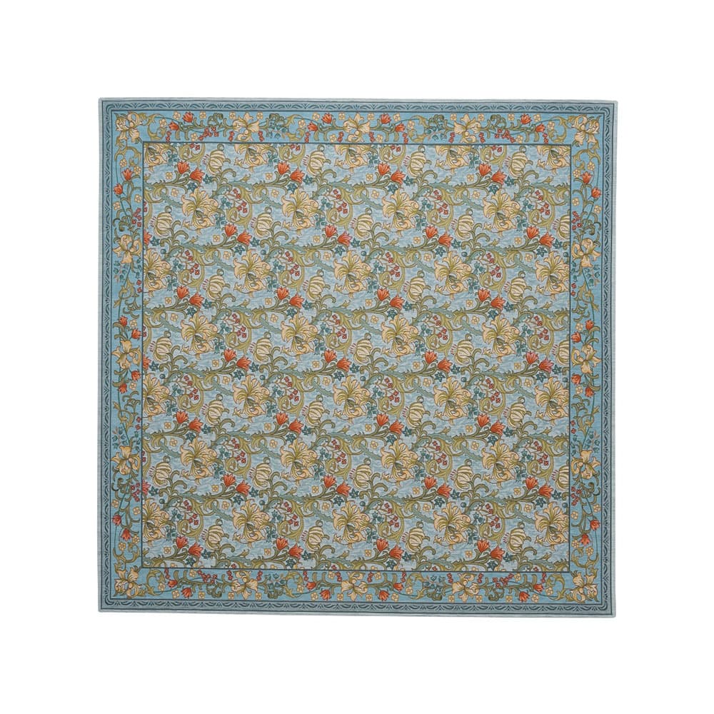 ラグ「ゴールデンリリーマイナー」ブルーの200x200cm