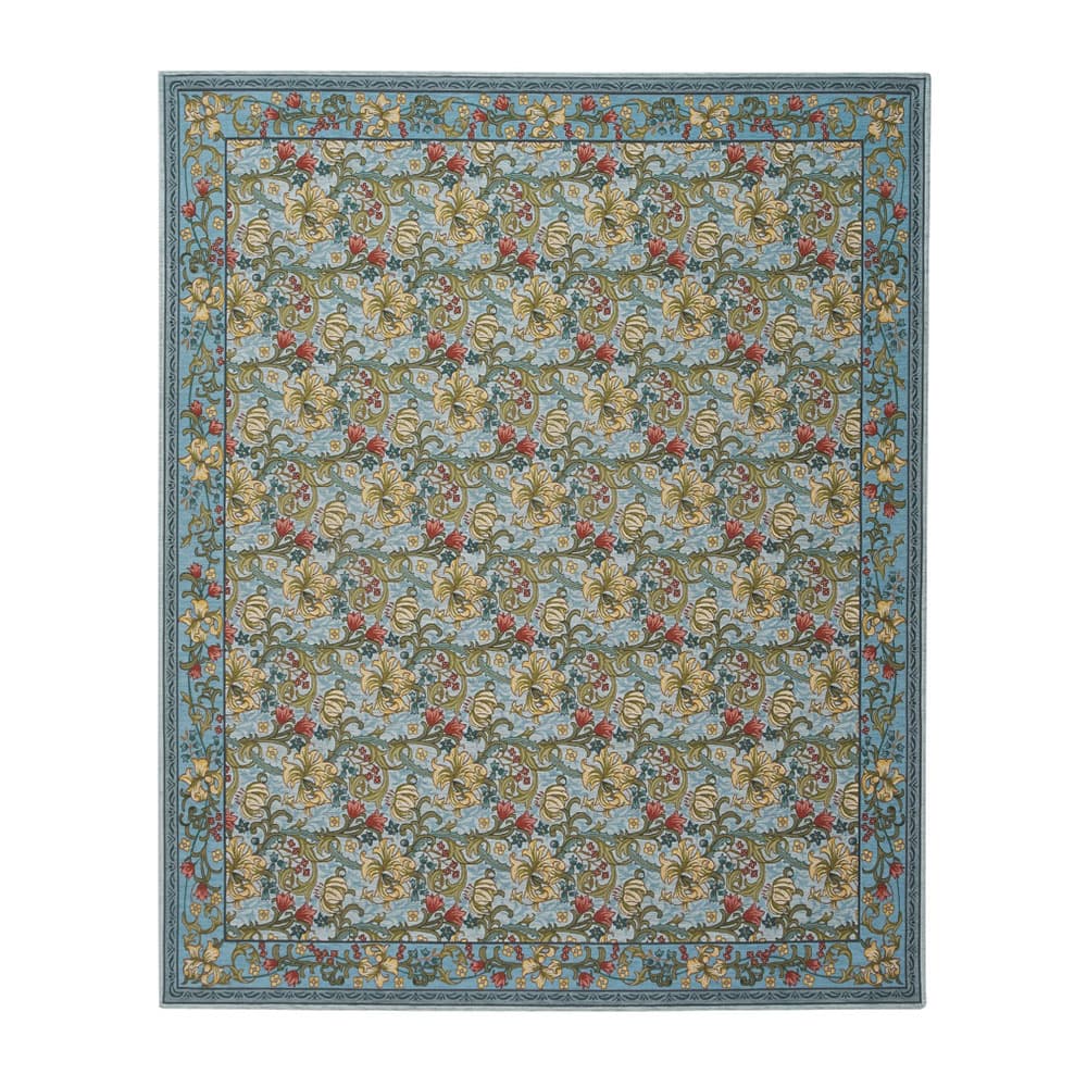 ラグ「ゴールデンリリーマイナー」ブルーの200x240cm