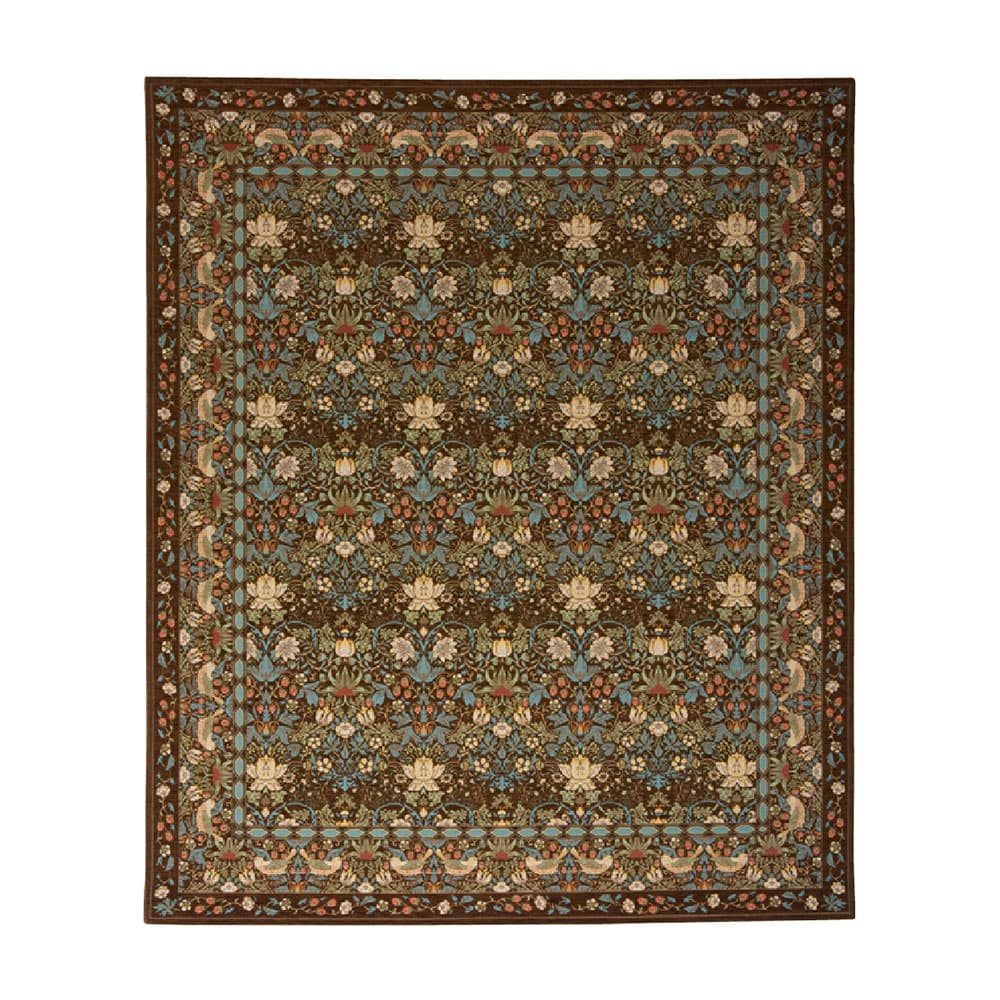 ラグ「いちご泥棒」ブラウンの200x240cm