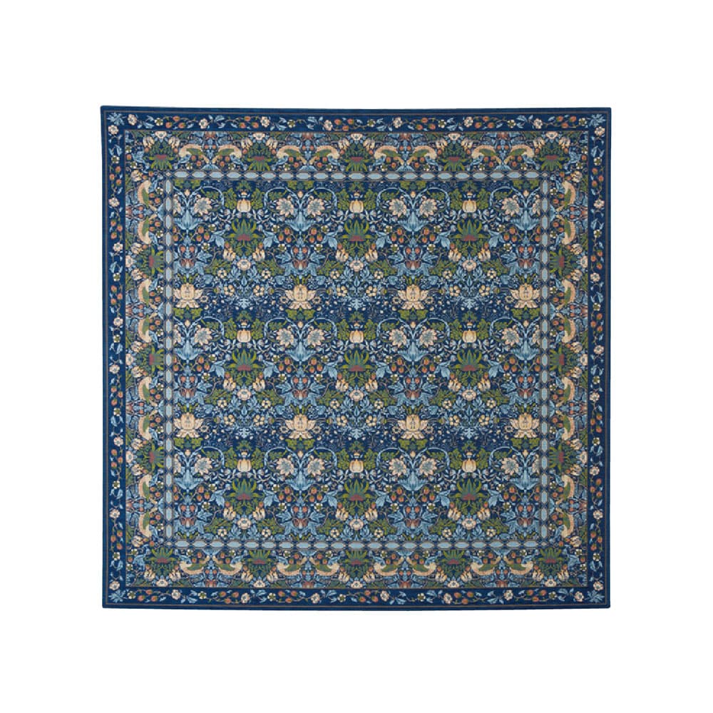 ラグ「いちご泥棒」ブルーの200x200cm