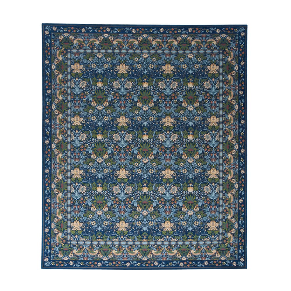 ラグ「いちご泥棒」ブルーの200x240cm