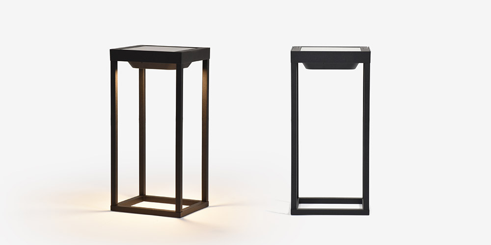 ポータブルLEDスタンド「Home Solar」BKの点灯・消灯イメージ