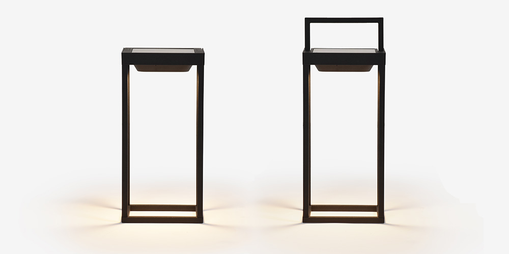 ポータブルLEDスタンド「Home Solar」BKのハンドルデザイン
