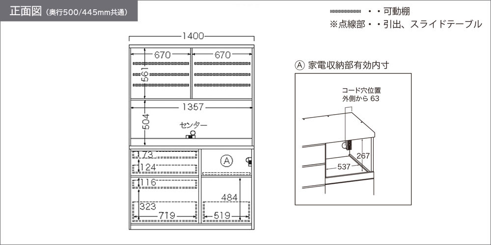 RUH-S1400R・1400R正面図