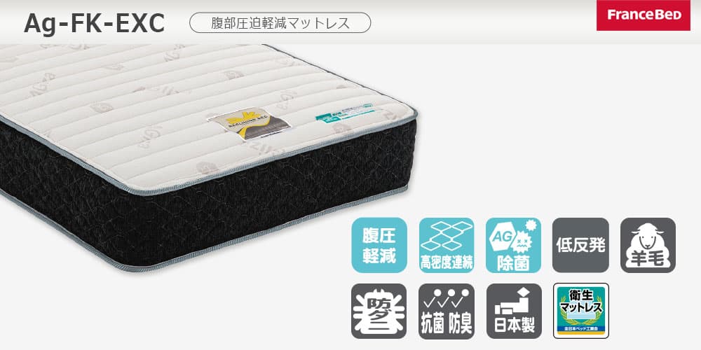 リクライニングマットレス「Ag-FK-EXC」機能マーク付き