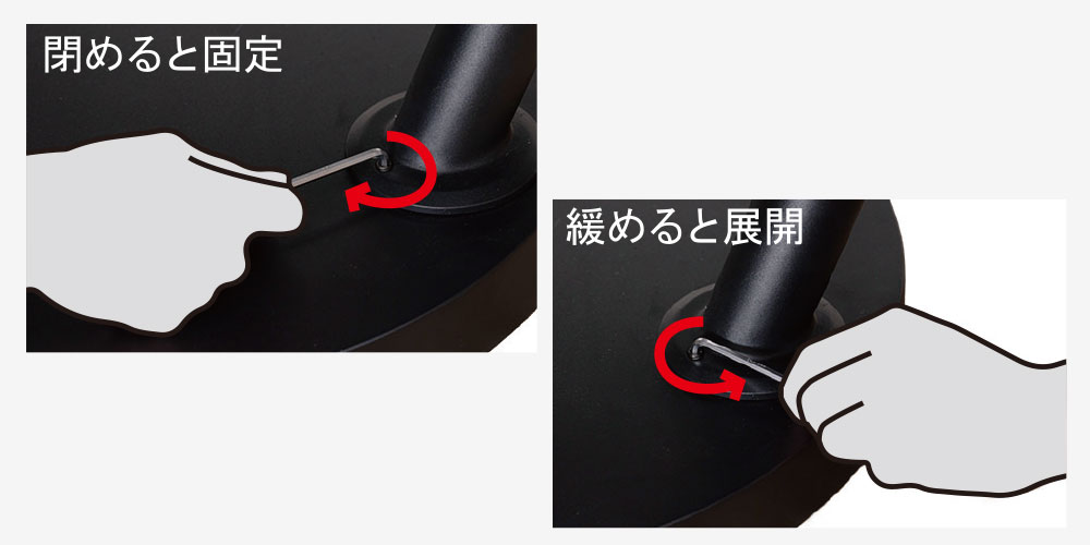 六角レンチで回転軸を固定するイメージ画像