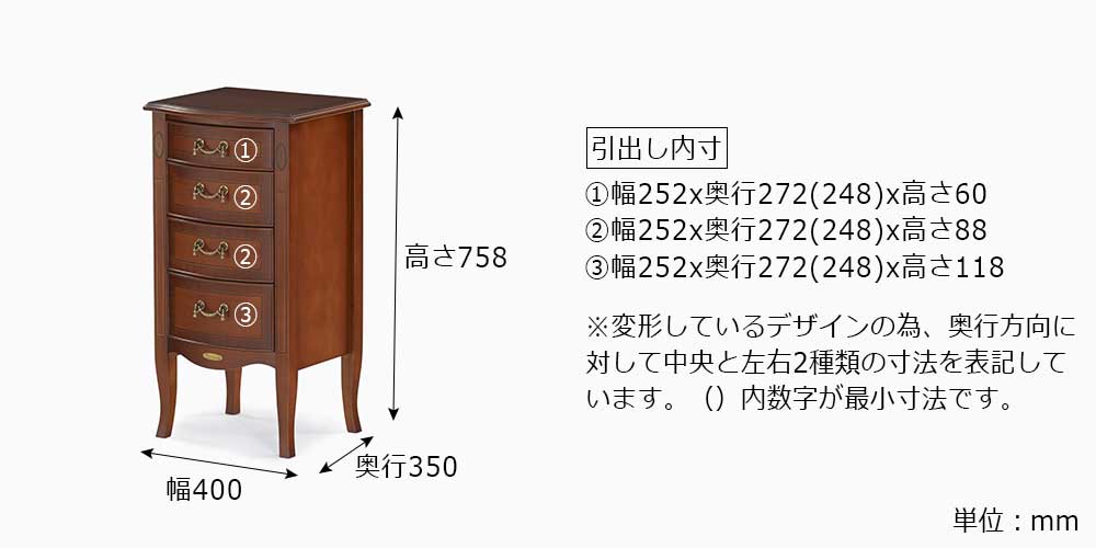 チェスト「ベネチア」幅40cmサイズ