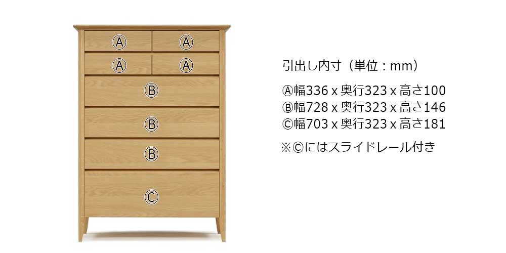 ハイチェスト「モカ」幅89.4cm オーク材 WO（ホワイトオーク）色
